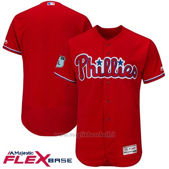 Maglia Baseball Uomo Philadelphia Phillies Scarlet 2017 Allenamento Primaverile Flex Base